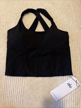 Alo Black Cropped Tank Top